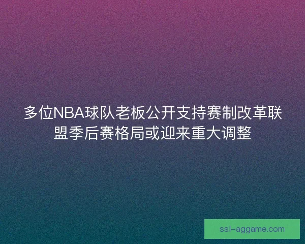 多位NBA球队老板公开支持赛制改革联盟季后赛格局或迎来重大调整