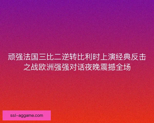 顽强法国三比二逆转比利时上演经典反击之战欧洲强强对话夜晚震撼全场
